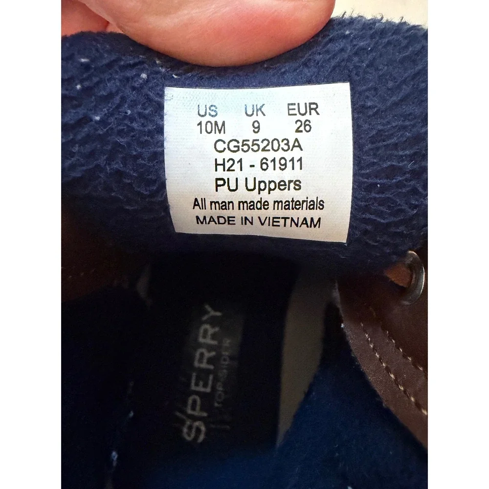 Sperry Saltwater Duck Boots Navy Brown Kids Size 10M Preppy Rain boot
